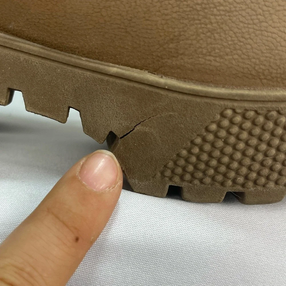 Rouge helium Light brown soft heeled lace up side zipper combat boots 7.5 - Picture 12 of 17